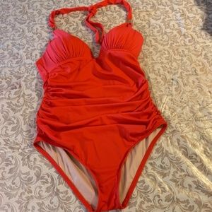 Victorias Secret Swimsuit Red Tummy Control Padded Lined NWOT Size Large